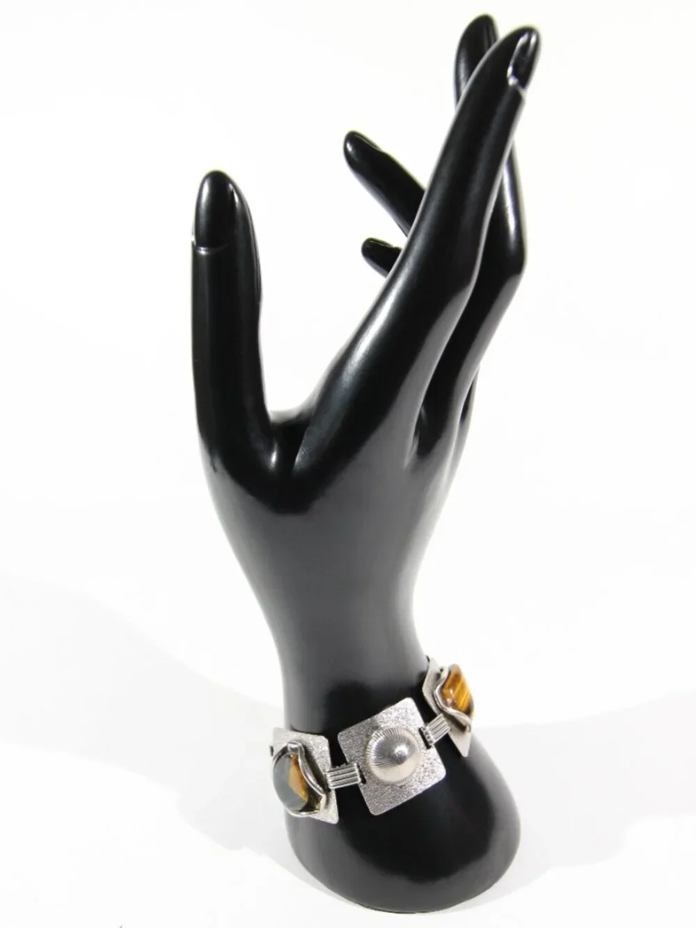 Vintage Silver Tone Tiger Eye Bracelet